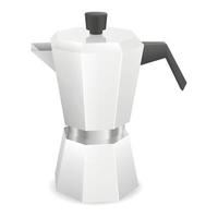 Metal coffee maker icon, realistic style vector