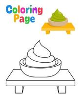 página para colorear con wasabi para niños vector