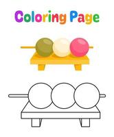 página para colorear con dango para niños vector