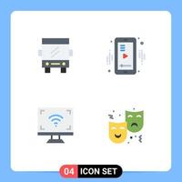 Pictogram Set of 4 Simple Flat Icons of bus multimedia travel player smart Editable Vector Design Elements