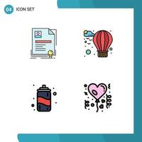 4 User Interface Filledline Flat Color Pack of modern Signs and Symbols of contract water agreement balloon affection Editable Vector Design Elements