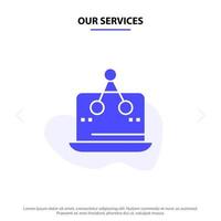 Our Services Cross Digital Marketing Measurement Platform Solid Glyph Icon Web card Template vector