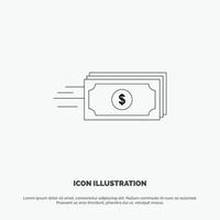 Dollar Business Flow Money Currency Line Icon Vector