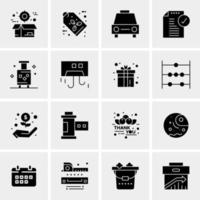 16 iconos de negocios universales vector ilustración de icono creativo para usar en proyectos relacionados con la web y dispositivos móviles