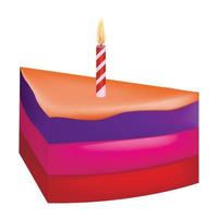 Slice of birthday cake icon, realistic style vector