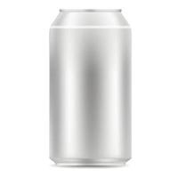 icono de lata de aluminio en blanco, estilo realista vector