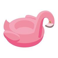 Inflatable flamingo ring icon, isometric style vector