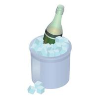 Champagne in ice box icon, isometric style vector