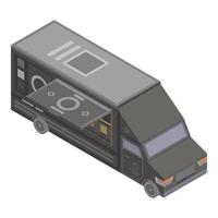 Black food truck icon, isometric style vector