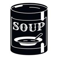 icono de lata de sopa, estilo simple vector