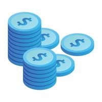 Stack money icon, isometric style vector