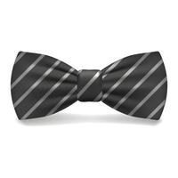 Black striped bowtie icon, realistic style vector