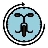 vector de contorno de color de icono de alquiler de parque de bicicletas
