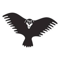 Black scary bird icon, simple style vector