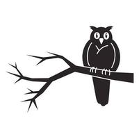 Owl on tree icon, simple style vector