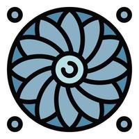 Big cpu cooler icon color outline vector