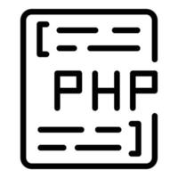 vector de contorno de icono de código php. cms web