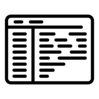 vector de contorno de icono de código de página web. desarrollo cms