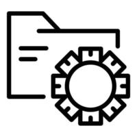 vector de contorno de icono de carpeta de engranajes. diseño web cms