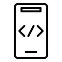 vector de contorno de icono de teléfono inteligente de código. desarrollo cms