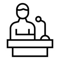 Speaker icon outline vector. Seminar presentation vector