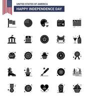 paquete de iconos de vectores de acciones del día americano 25 signos y símbolos de glifos sólidos para el día de la bandera de EE.