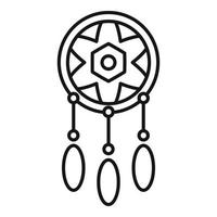 vector de contorno de icono de atrapasueños boho. nativo indio