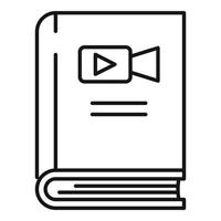 vector de contorno de icono de escenario de libro de vídeo. película de vídeo