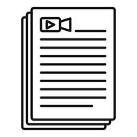 Scenario document icon outline vector. Film activity vector