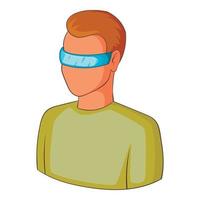 Man in futuristic glasses icon, cartoon style vector