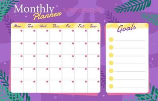 Goals Calendar Monthly Timeline Template vector