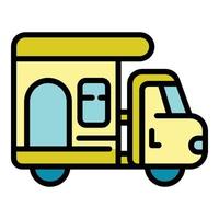 Motorhome camp trailer icon color outline vector