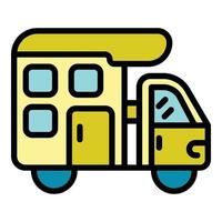 Recreation camp trailer icon color outline vector