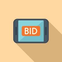 Tablet bid auction icon flat vector. Price sell vector