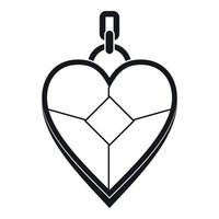 Heart shaped pendant icon, simple style vector