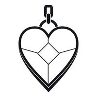 Heart shaped pendant icon, simple style vector