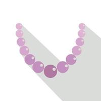 Pearl necklace icon, flat style vector