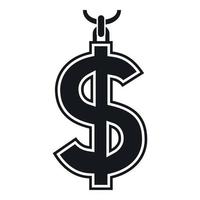 Necklace of dollar symbol icon, simple style vector