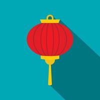 Red chinese lantern icon, flat style vector