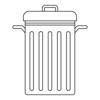 Trash can with lid icon, outline style vector