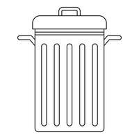 Trash can with lid icon, outline style vector