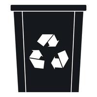 Trash bin with recycle symbol icon, simple style vector