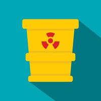 Ttrashcan containing radioactive waste icon vector