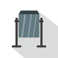 Grey metal dust bin icon, flat style vector