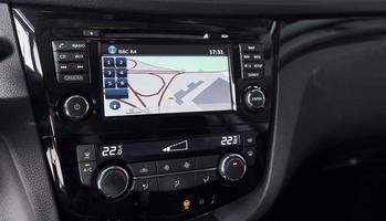 Navigation system. Modern new luxury automobile interior. Design and technology photo