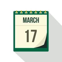 Calendar with St. Patrick Day date icon flat style vector