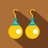 Pair of earrings with pearls icon, flat style vector