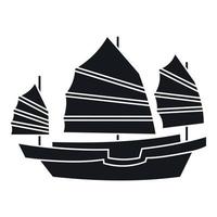 Junk boat icon, simple style vector