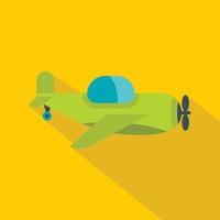 Green toy plane icon, flat style vector