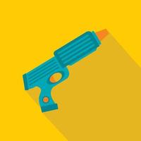 Blue plastic water gun icon, flat style vector